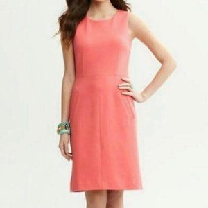 Banana Republic MadMen Coral Orange Derby Sheath Midi Dress 10